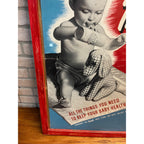 Vintage Rexall Advertising Baby Needs Drug Store Pharmacy Sign Poster.