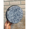 Antique Primitive Cobalt and White Swirl Enamel Graniteware Round Pie Pan/ Baking Dish/ Farmhouse Decor
