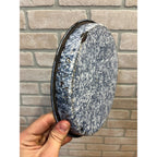 Antique Primitive Cobalt and White Swirl Enamel Graniteware Round Pie Pan/ Baking Dish/ Farmhouse Decor