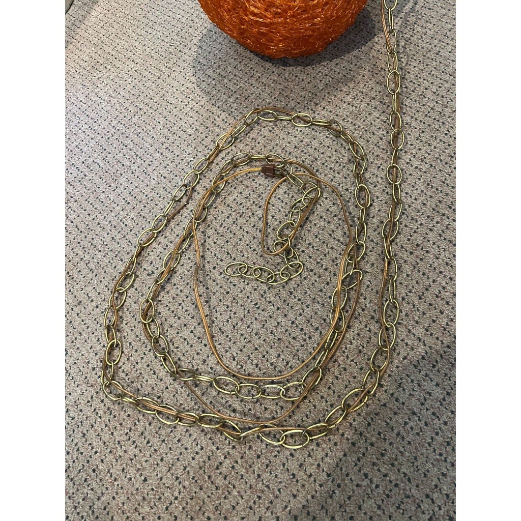 "Vintage MCM Spaghetti Spun String Orange Lucite Hanging Swag Lamp 14"