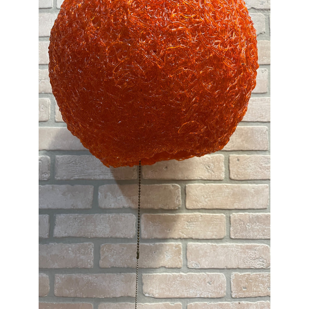 "Vintage MCM Spaghetti Spun String Orange Lucite Hanging Swag Lamp 14"