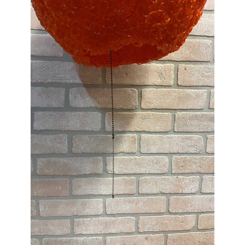 "Vintage MCM Spaghetti Spun String Orange Lucite Hanging Swag Lamp 14"