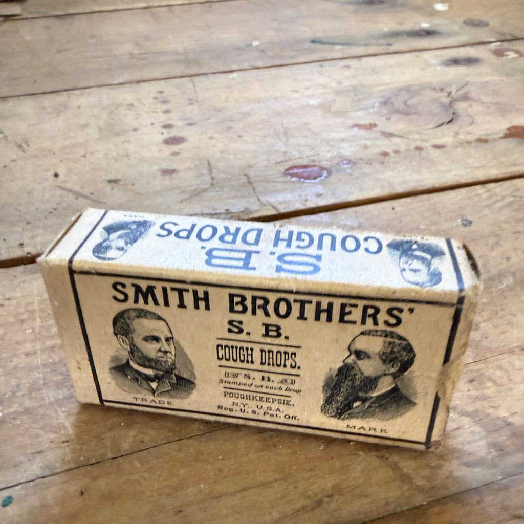 Antique Smith Brothers S.B. Cough Drops Box Poughkeepsie NY Advertising Drug