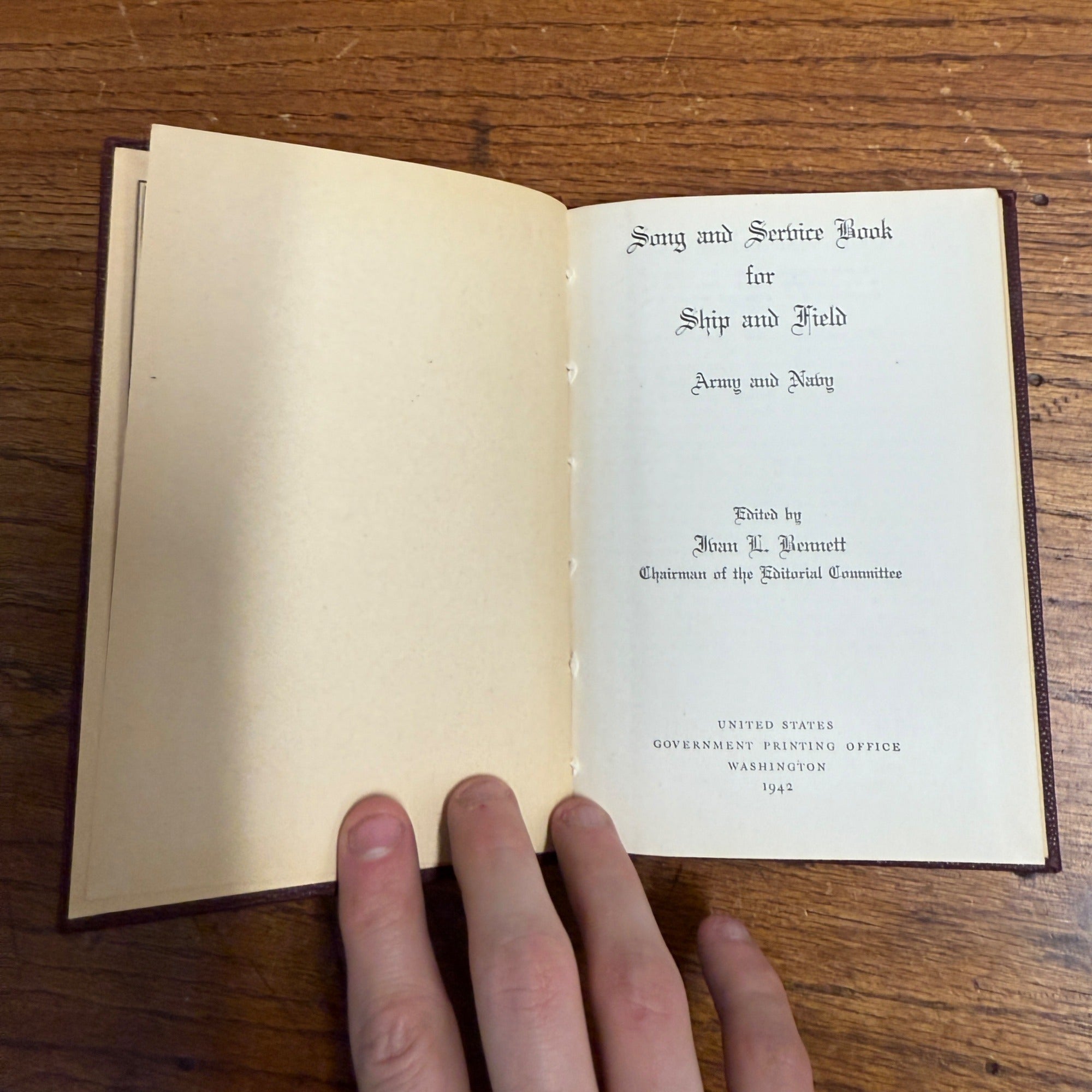 Song & Service Book for Army & Navy Ship & Field WWII Navy