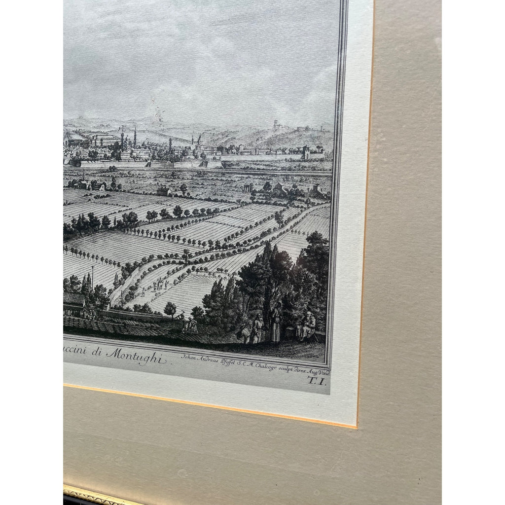 Vintage Framed Florence Italy Panorama Print | Firenze Engraving | European Landscape Art