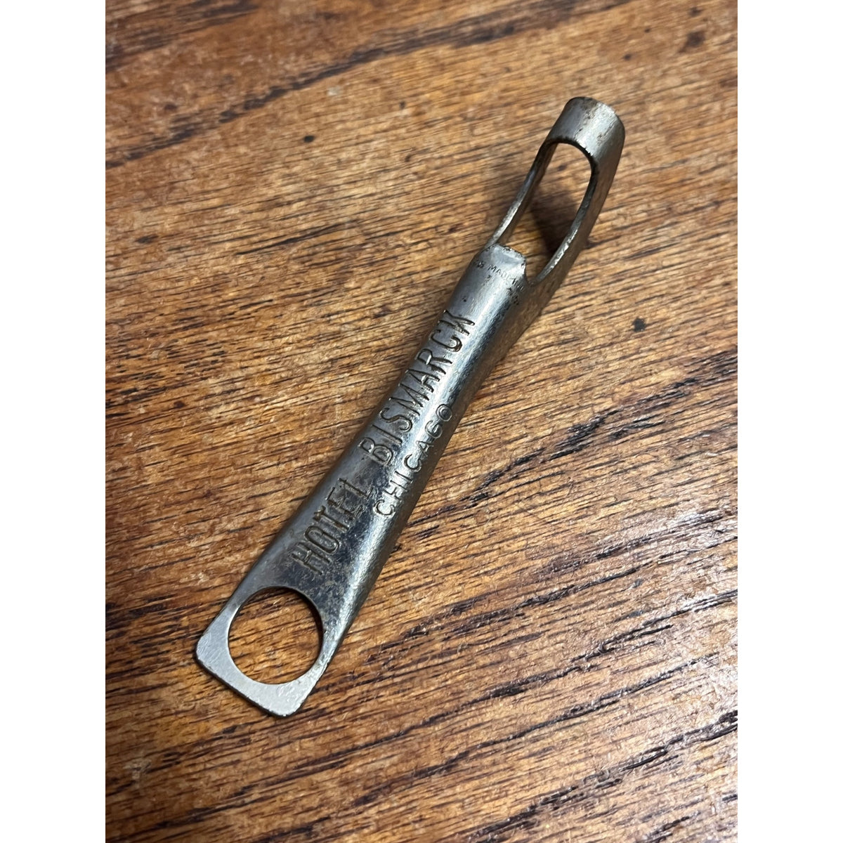 1940’s Hotel Bismarck Chicago, IL Metal Soda Bottle Opener Beer Bottle Early