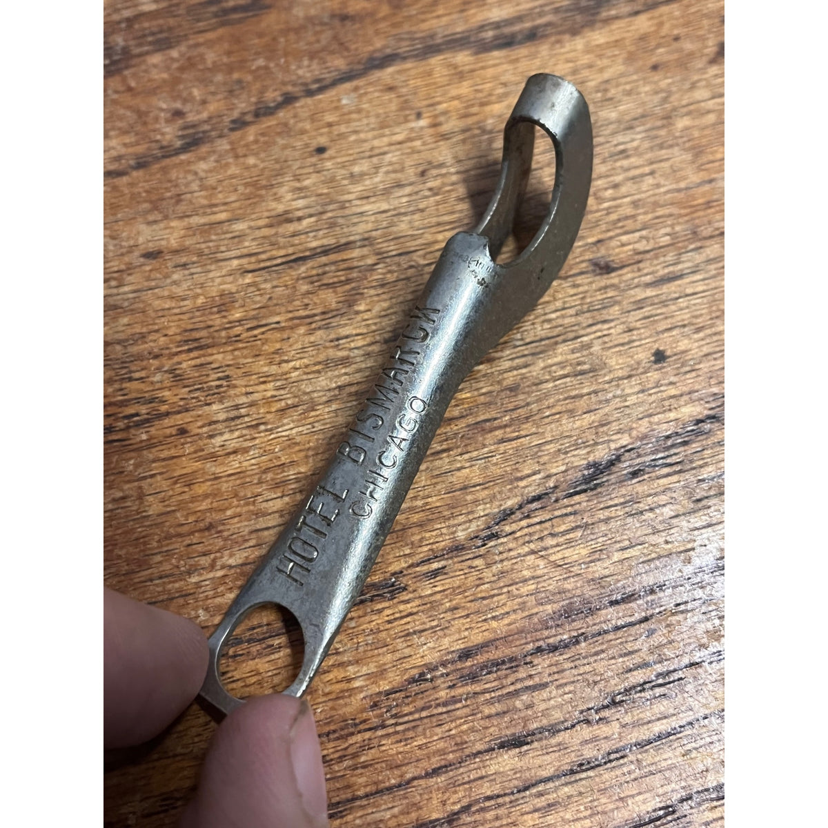 1940’s Hotel Bismarck Chicago, IL Metal Soda Bottle Opener Beer Bottle Early