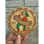 Piel’s Beer Coaster 4 Inch New York City Gnome Elf Accordion 1930’s