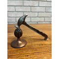 Antique Victorian Walnut Figural Nut Cracker Stand & Hammer 2pc Cast metal