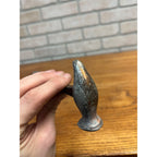 Antique Victorian Walnut Figural Nut Cracker Stand & Hammer 2pc Cast metal