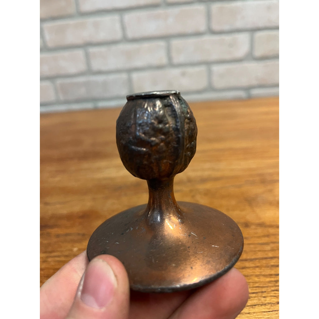 Antique Victorian Walnut Figural Nut Cracker Stand & Hammer 2pc Cast metal