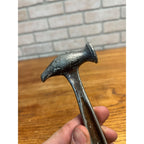 Antique Victorian Walnut Figural Nut Cracker Stand & Hammer 2pc Cast metal