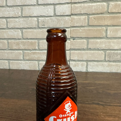 Vintage 1964 Orange Crush Soda Brown Ribbed Crushie Bottle ACL Glass