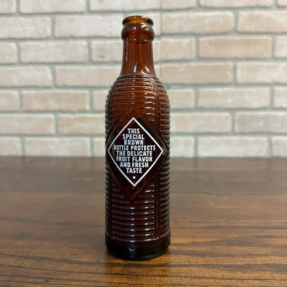 Vintage 1964 Orange Crush Soda Brown Ribbed Crushie Bottle ACL Glass