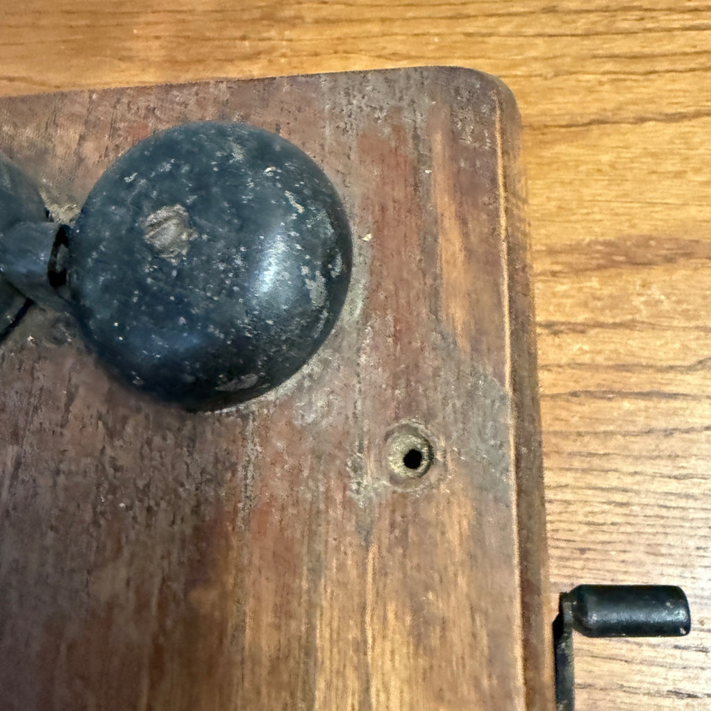 Antique Oak Ringer Box Telephone 1910s Oak Wall Handset