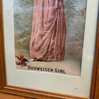 1904 Anheuser-Busch Budweiser Beer Girl Reprint Litho Bar Sign Framed