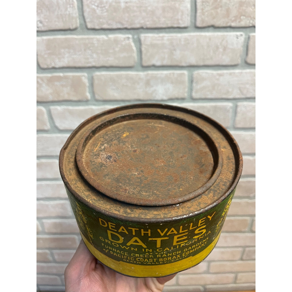 RARE Vintage 1930s Furnace Creek Death Valley Dates Fruit Tin Can Inyo CA