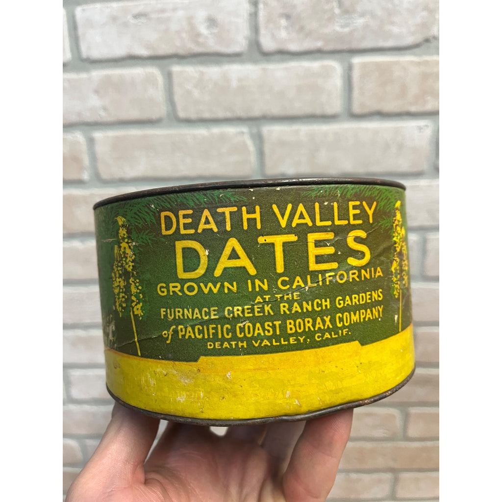 RARE Vintage 1930s Furnace Creek Death Valley Dates Fruit Tin Can Inyo CA