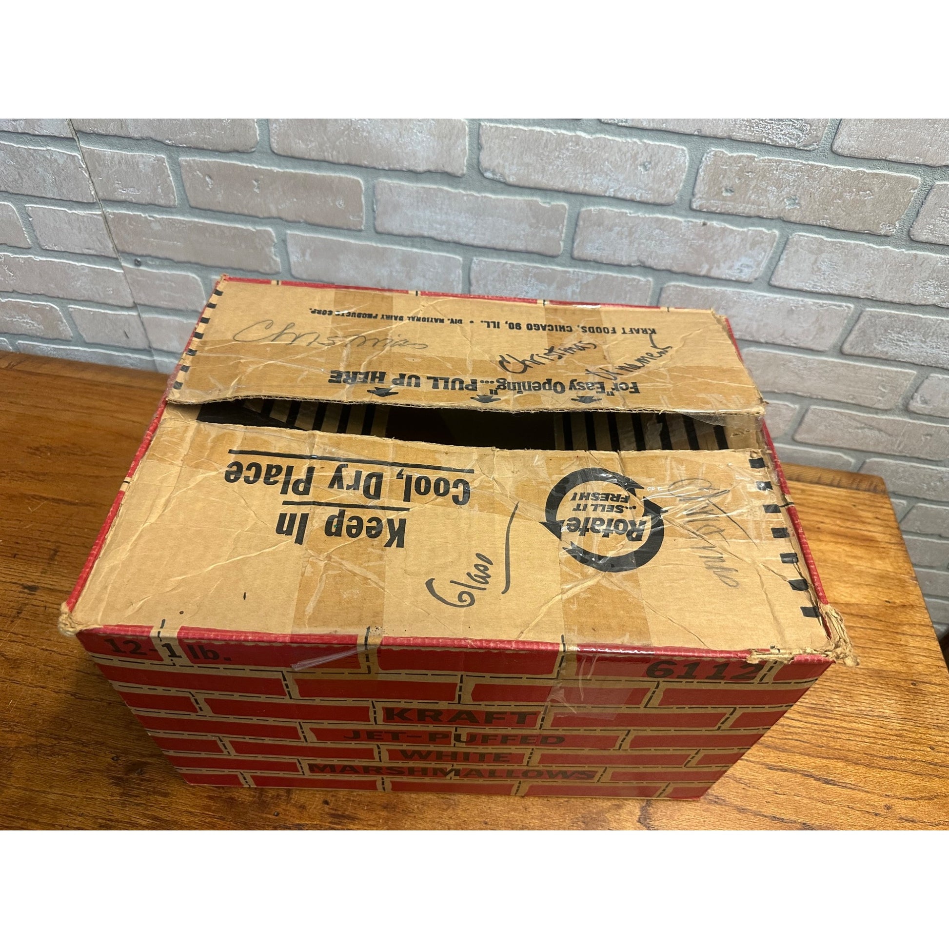 Vintage 1960s Kraft Jet-Puffed Marshmallows Christmas Empty Cardboard Box