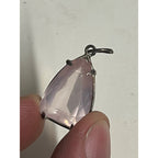 Vintage Rose Quartz Pendant Silver Tone Faceted Freeform Gemstone Charm