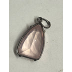 Vintage Rose Quartz Pendant Silver Tone Faceted Freeform Gemstone Charm