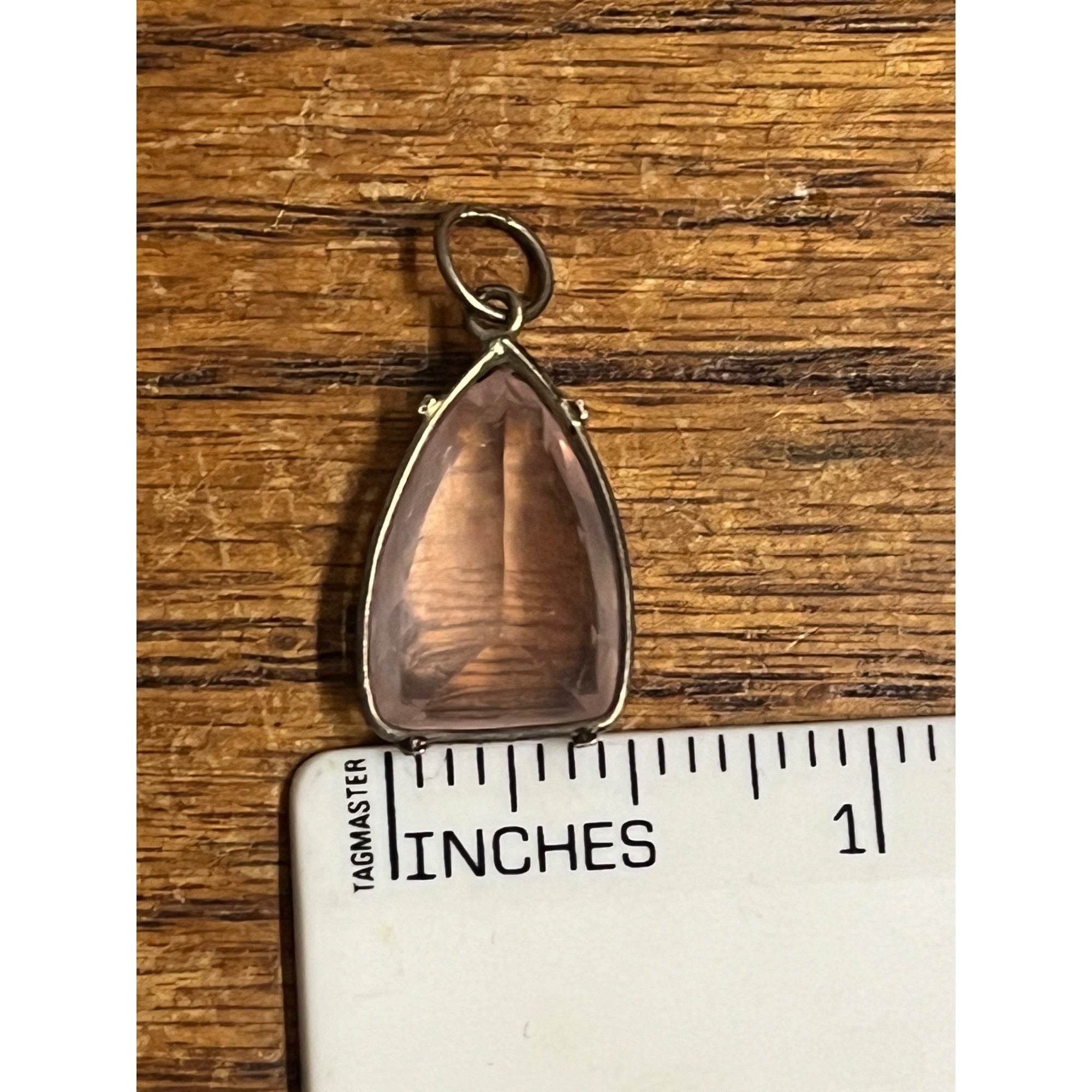 Vintage Rose Quartz Pendant Silver Tone Faceted Freeform Gemstone Charm