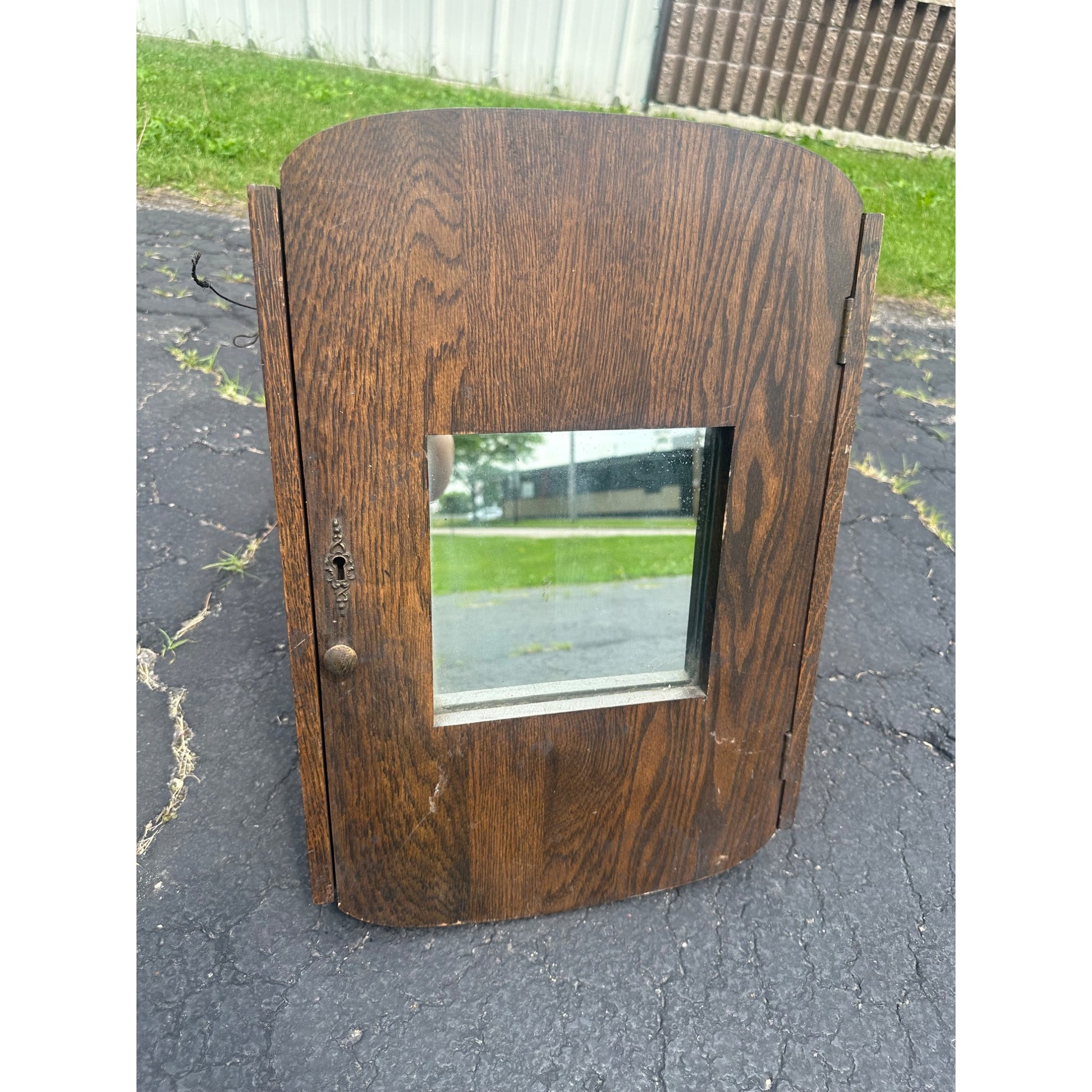 Antique 1800s Arts & Crafts Mission Oak Medicine Cabinet Mirror