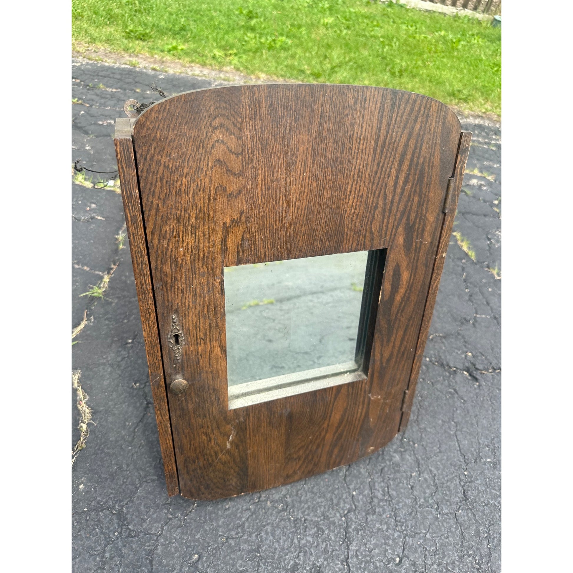 Antique 1800s Arts & Crafts Mission Oak Medicine Cabinet Mirror