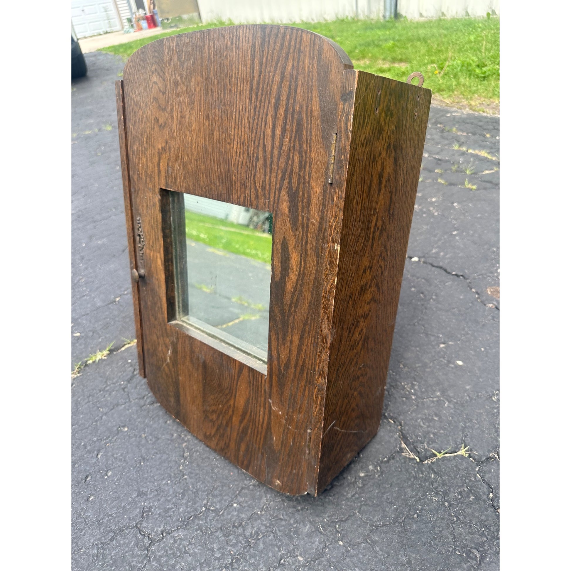 Antique 1800s Arts & Crafts Mission Oak Medicine Cabinet Mirror