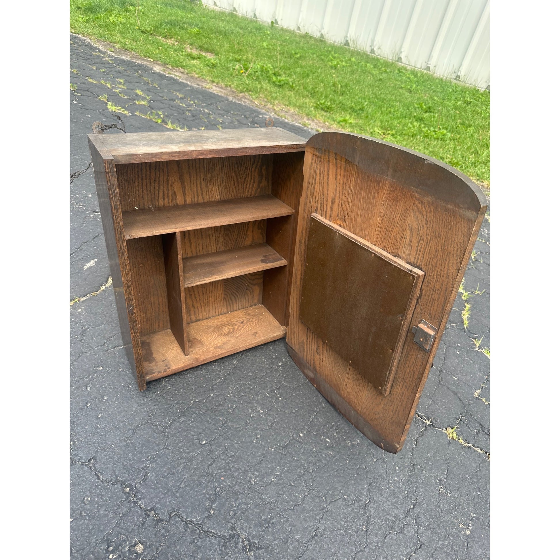 Antique 1800s Arts & Crafts Mission Oak Medicine Cabinet Mirror