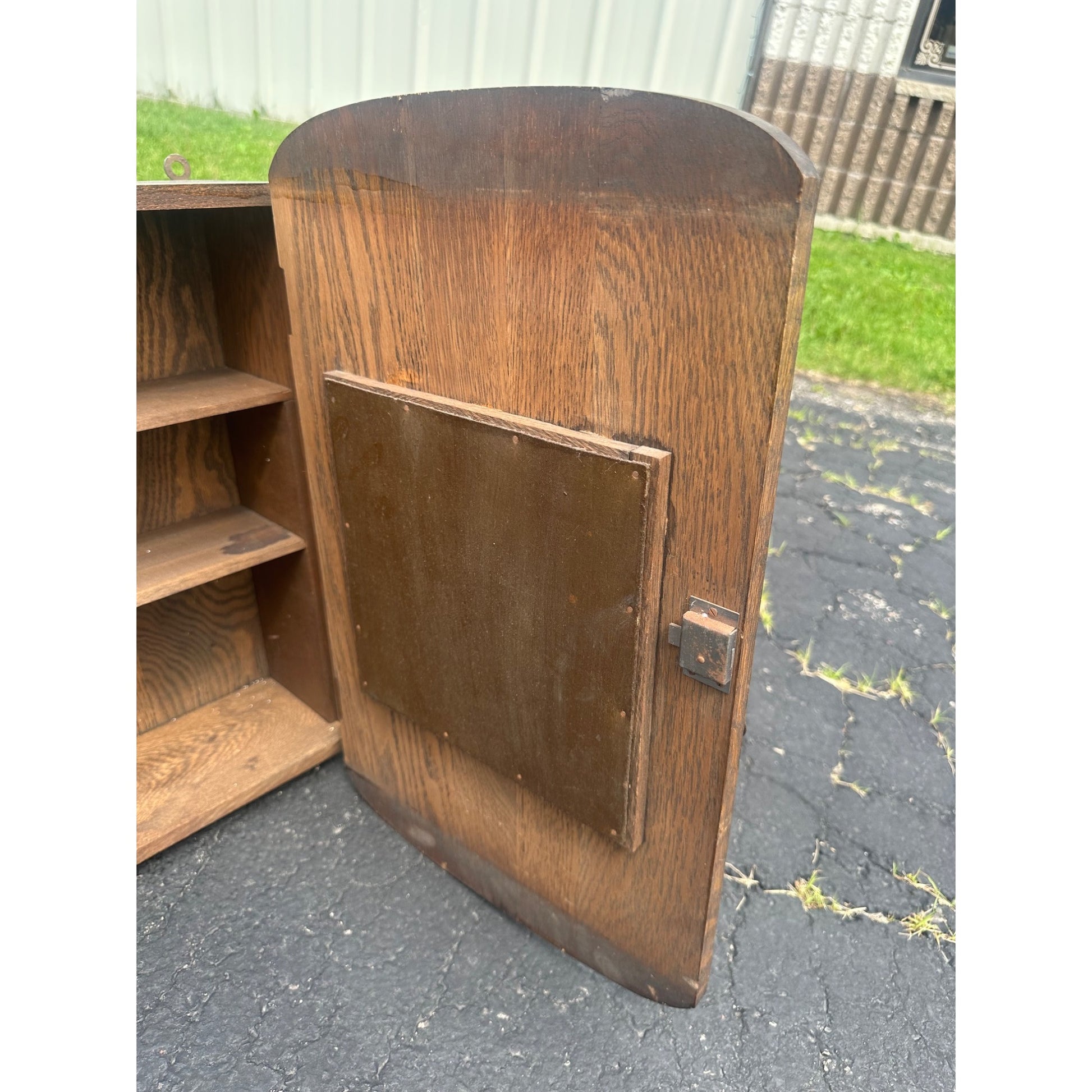 Antique 1800s Arts & Crafts Mission Oak Medicine Cabinet Mirror