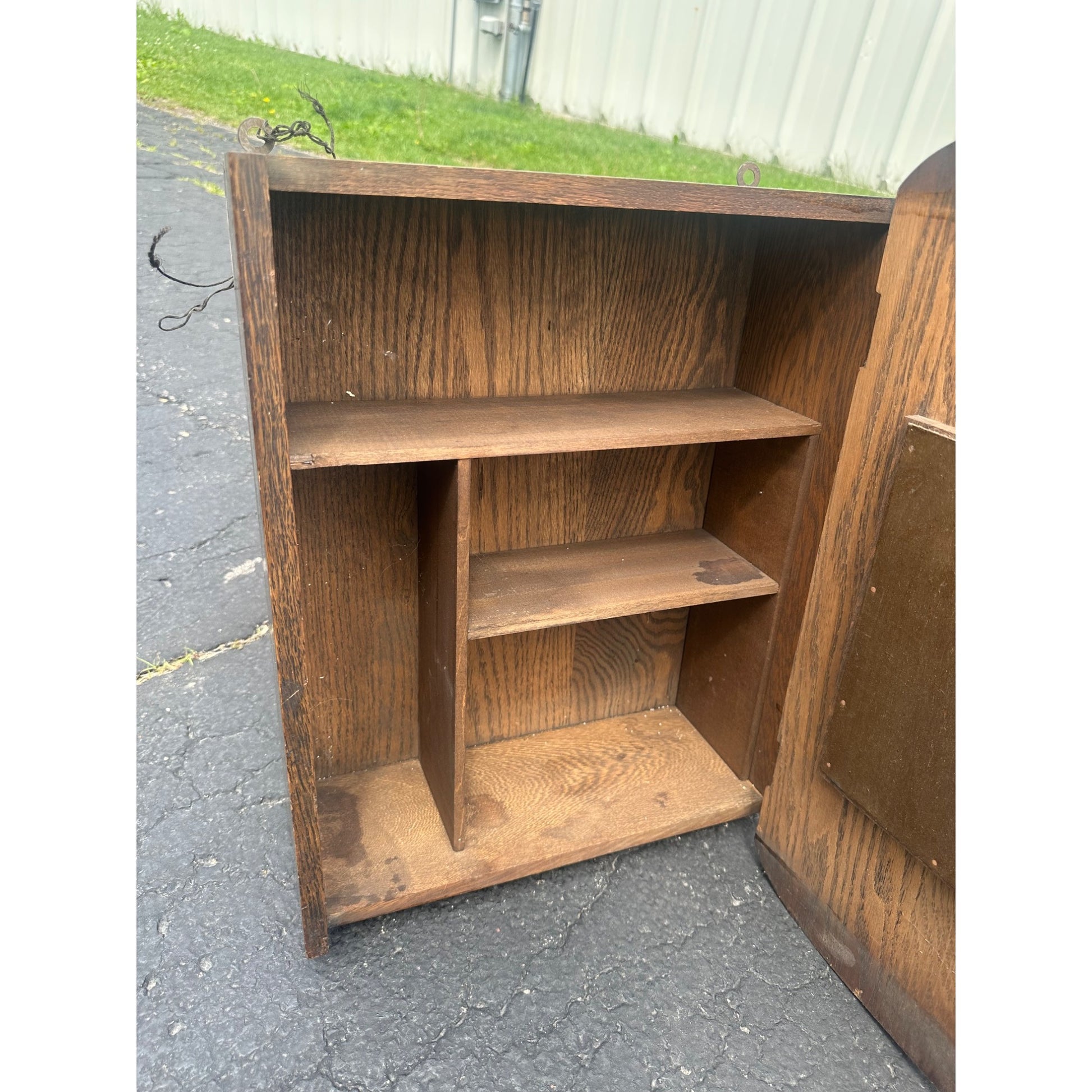 Antique 1800s Arts & Crafts Mission Oak Medicine Cabinet Mirror