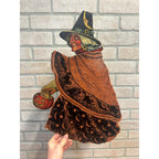 SCARCE Vintage 1930s Halloween Diecut Beistle Walking Witch Crepe Paper Antique