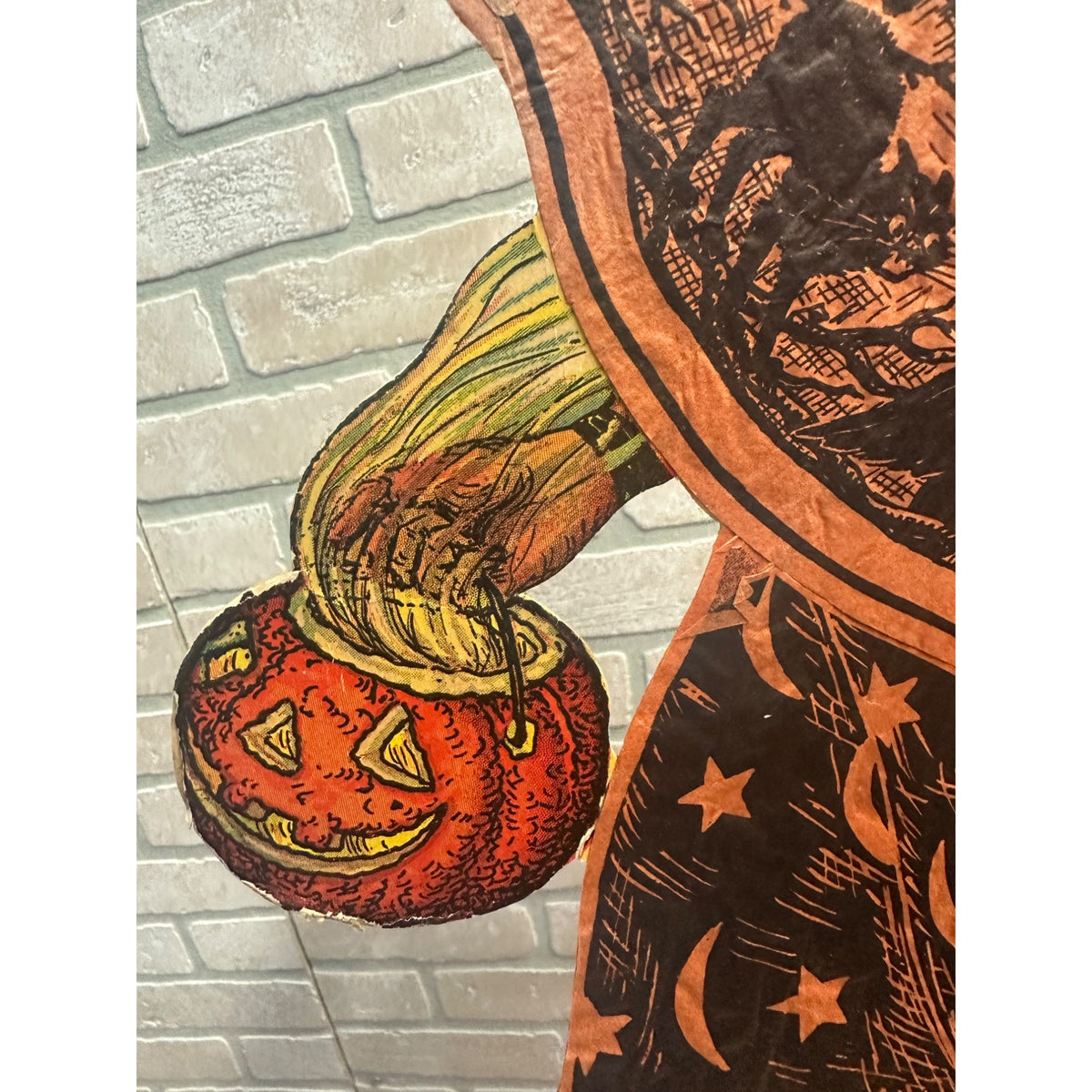 SCARCE Vintage 1930s Halloween Diecut Beistle Walking Witch Crepe Paper Antique