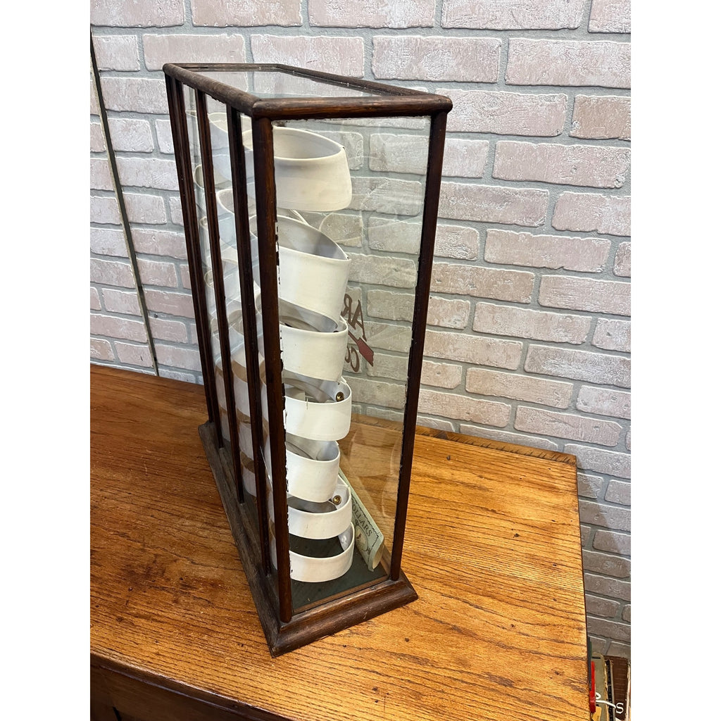 Antique Wood and Glass Mercantile Arrow Collar Store Display / Vintage Clothing / Haberdashery