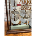 Antique Wood and Glass Mercantile Arrow Collar Store Display / Vintage Clothing / Haberdashery