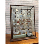 Antique Wood and Glass Mercantile Arrow Collar Store Display / Vintage Clothing / Haberdashery