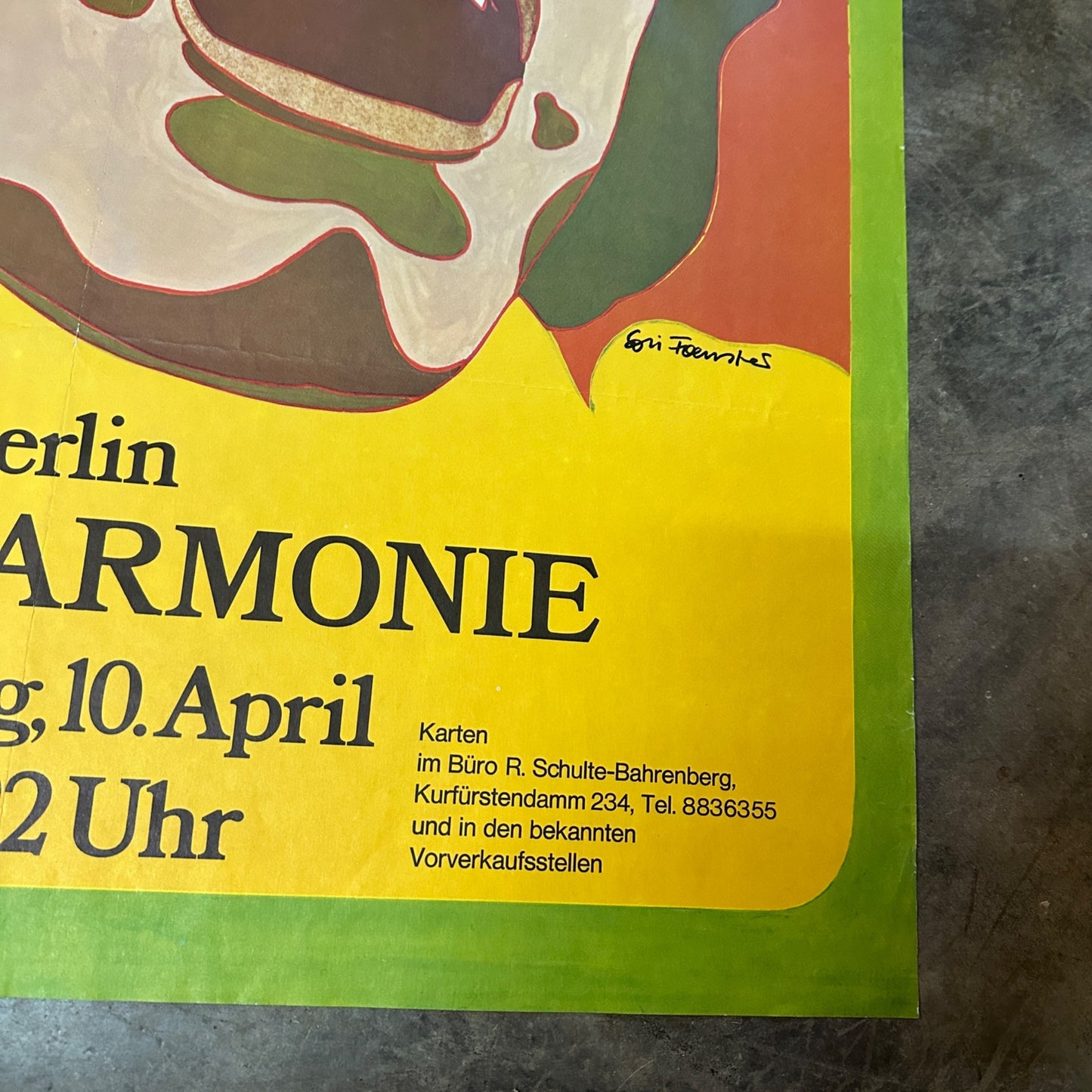 Original Berlin Jose Feliciano 1972 Concert Tour PosterLatin Pop Germany Mid Century