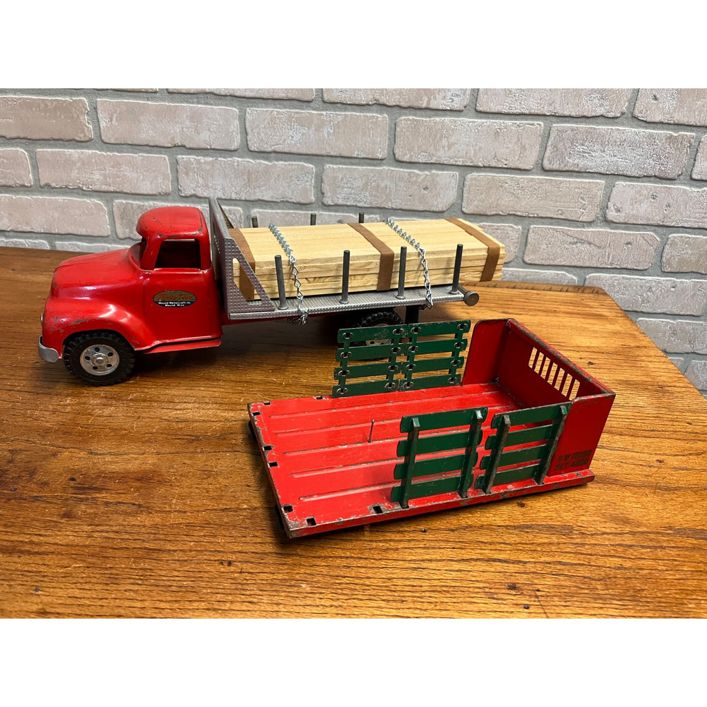 Vintage 1955 Tonka Lumber Truck Flatbed Hauler w/Interchangeable Steak Bed Toy