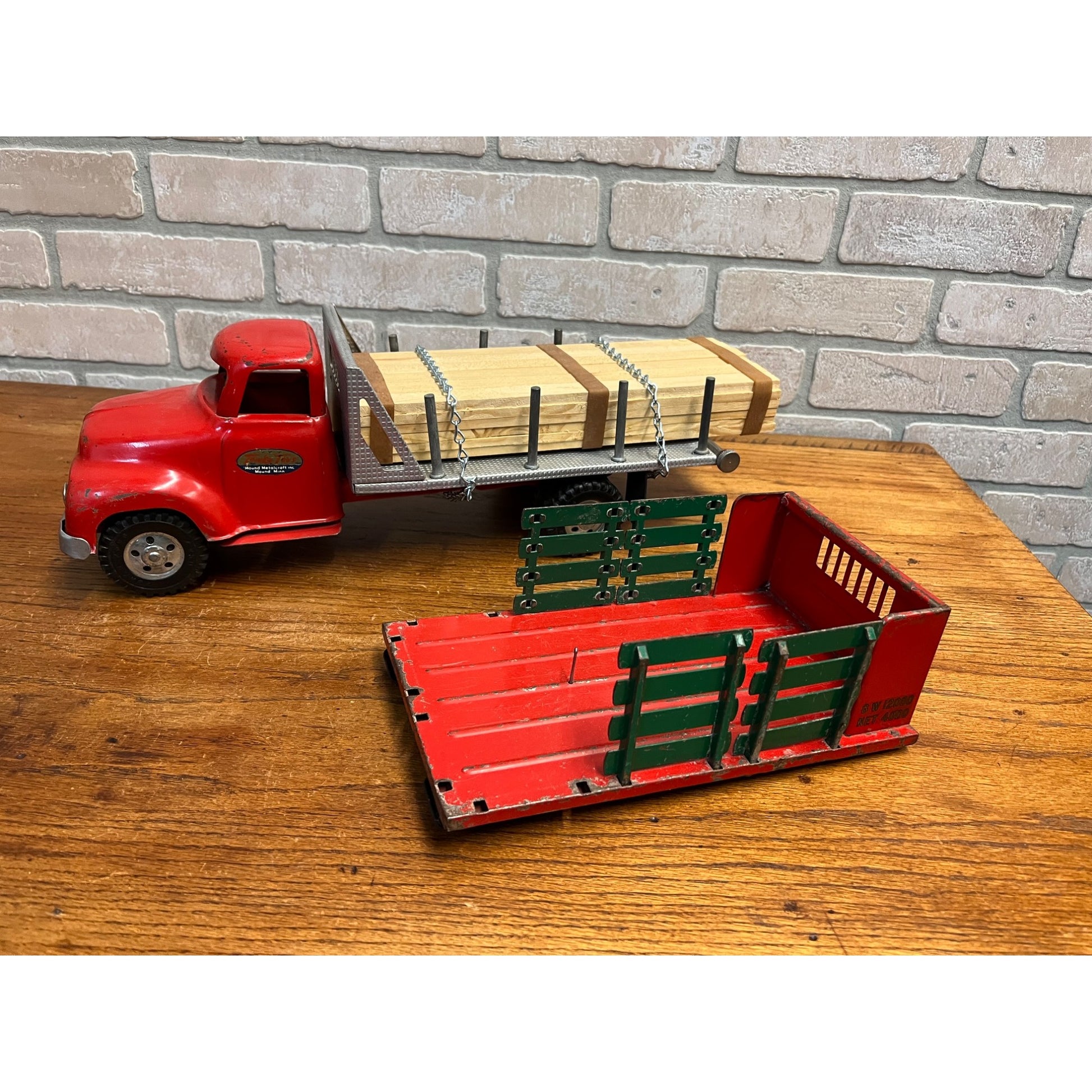 Vintage 1955 Tonka Lumber Truck Flatbed Hauler w/Interchangeable Steak Bed Toy