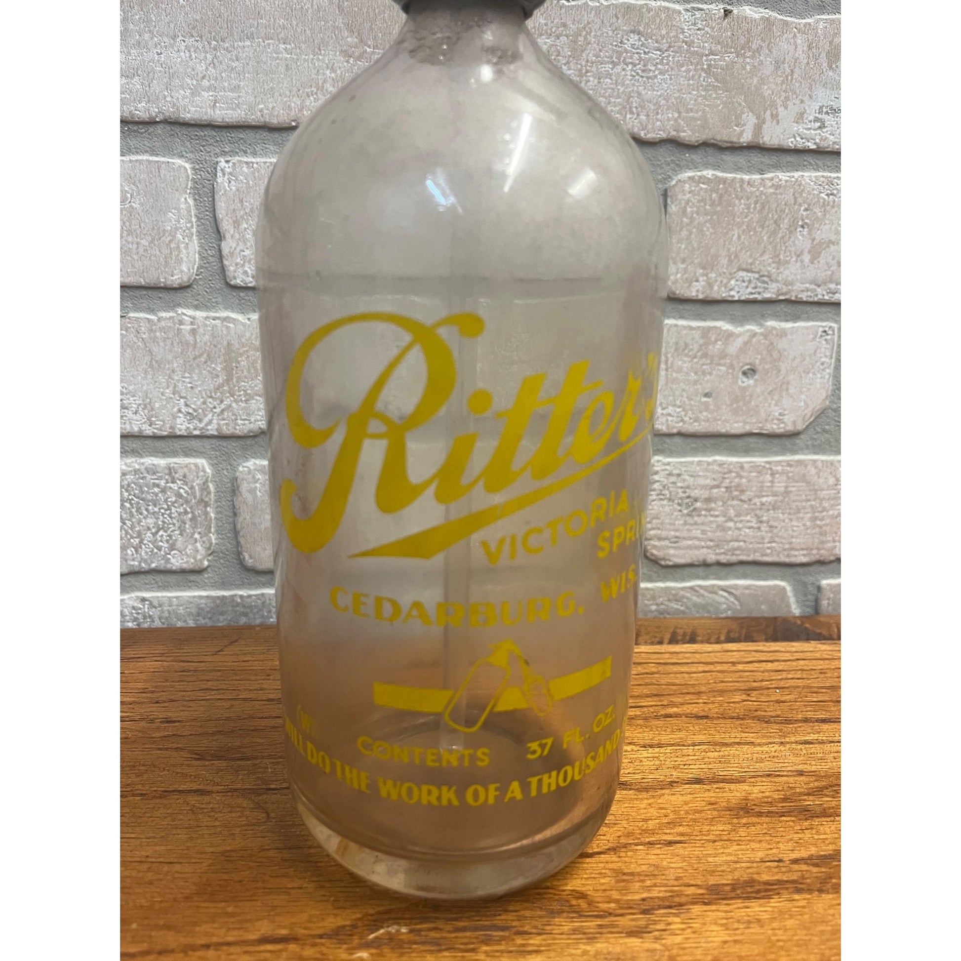 Vintage Ritter's Victoria Springs Cedarburg Wisconsin Seltzer Bottle Wis WI