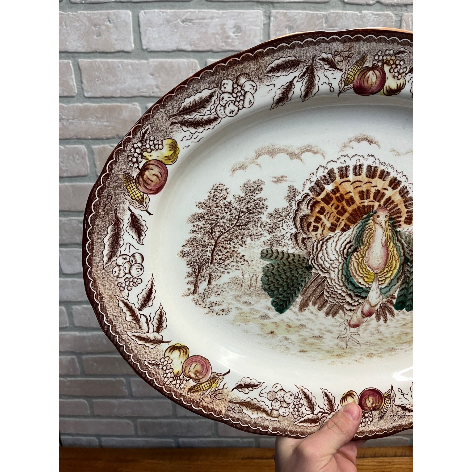 Large Vintage Turkey Platter Porcelain China 18.5" by 14"