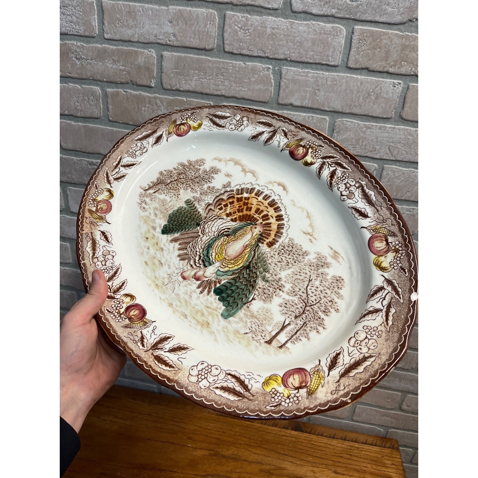 Large Vintage Turkey Platter Porcelain China 18.5" by 14"