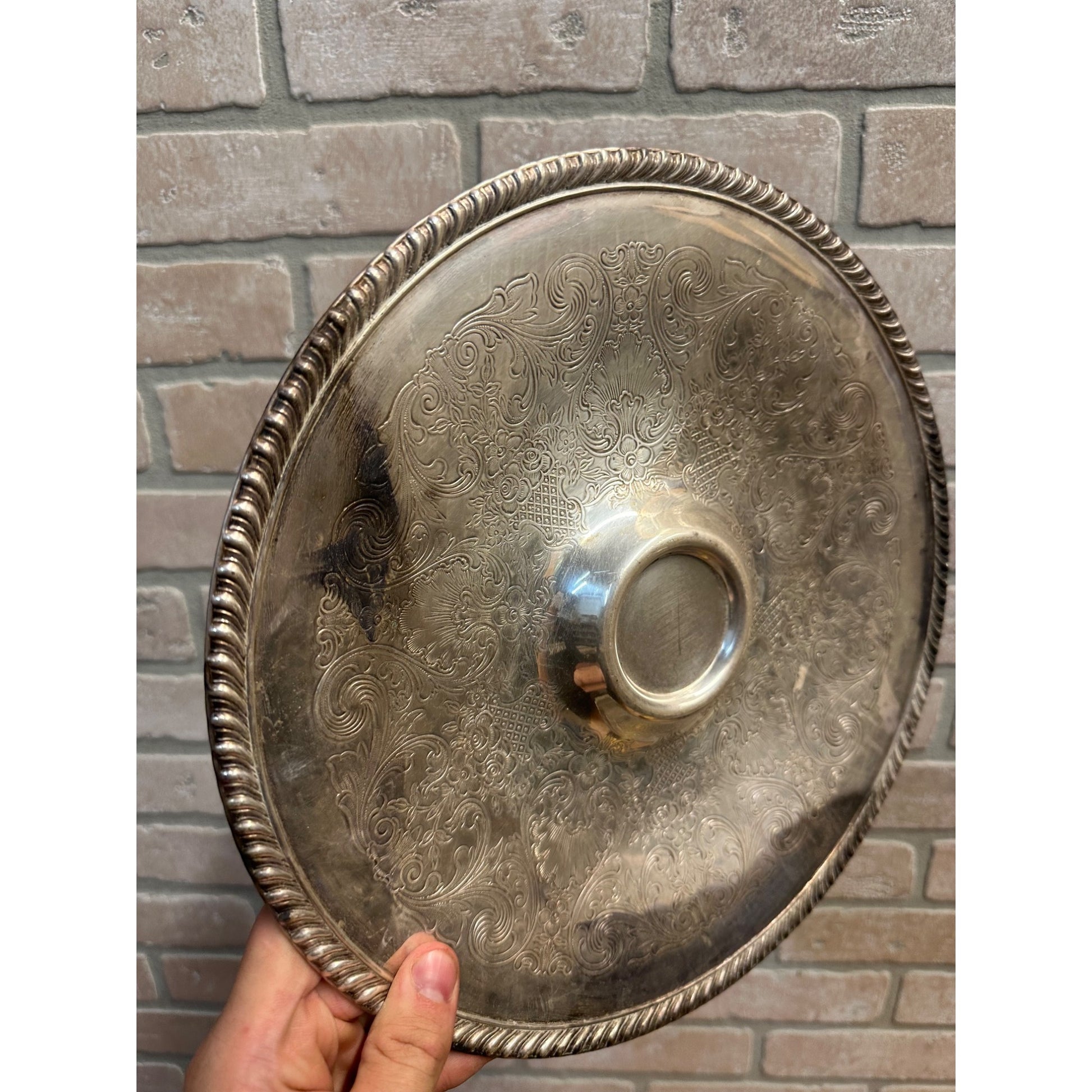 Vintage Wm. Rogers No. 866 Chip & Dip Serving Tray Silver Plated Ornate