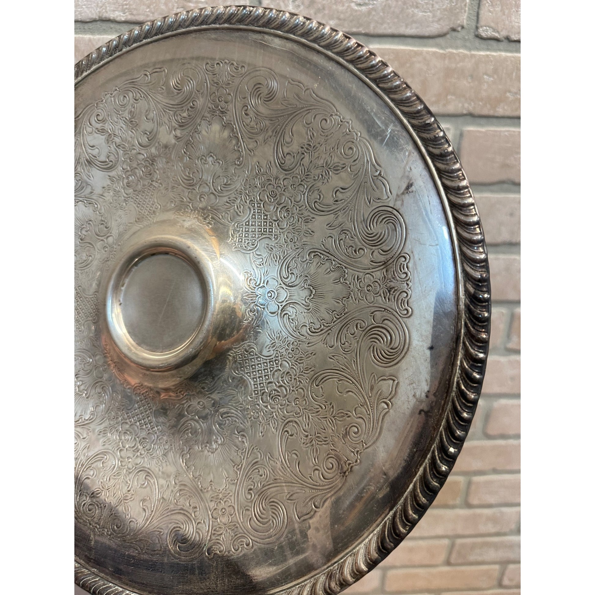 Vintage Wm. Rogers No. 866 Chip & Dip Serving Tray Silver Plated Ornate