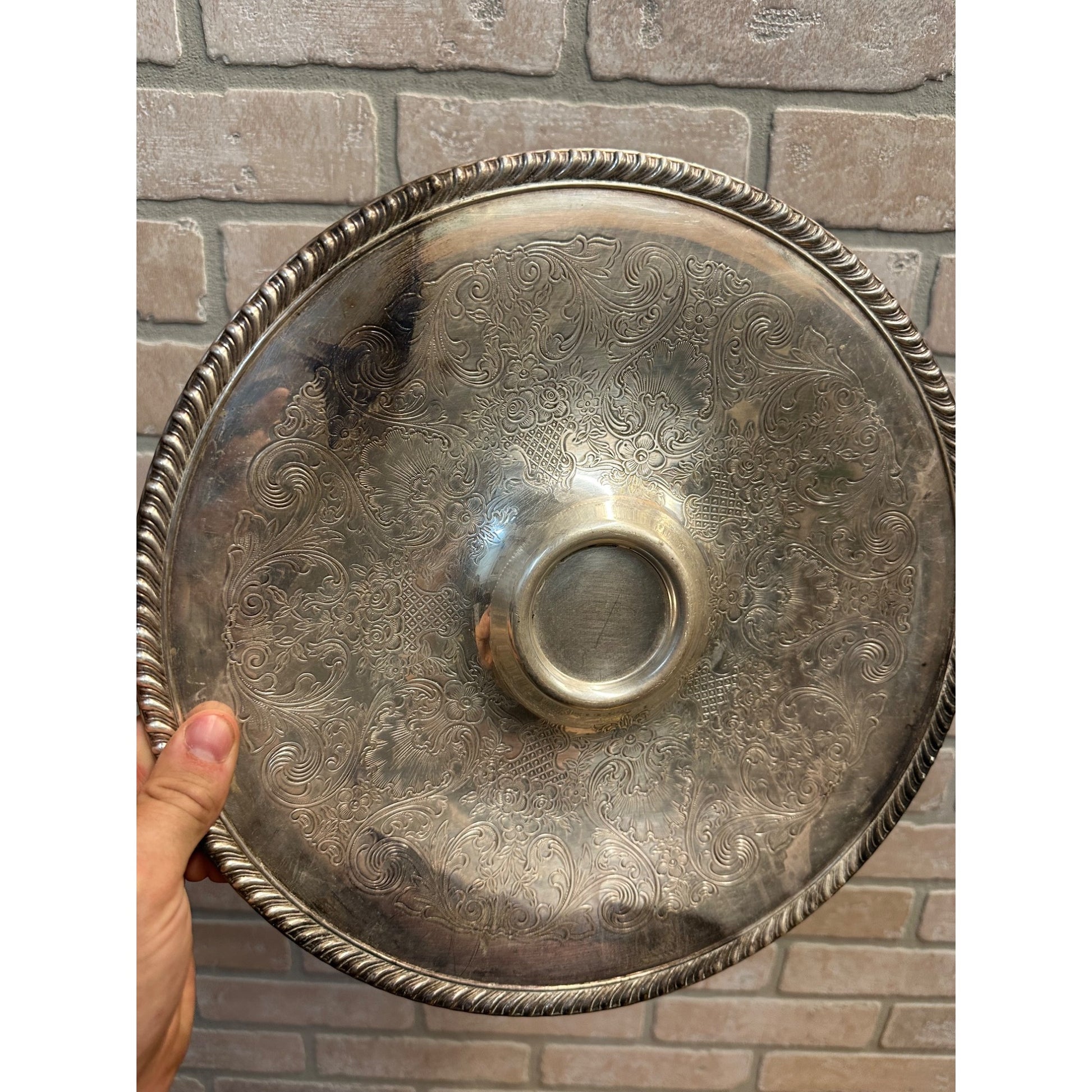 Vintage Wm. Rogers No. 866 Chip & Dip Serving Tray Silver Plated Ornate