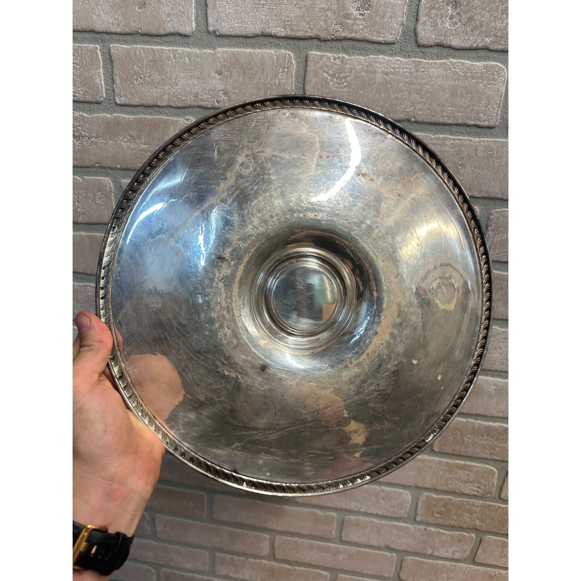 Vintage Wm. Rogers No. 866 Chip & Dip Serving Tray Silver Plated Ornate