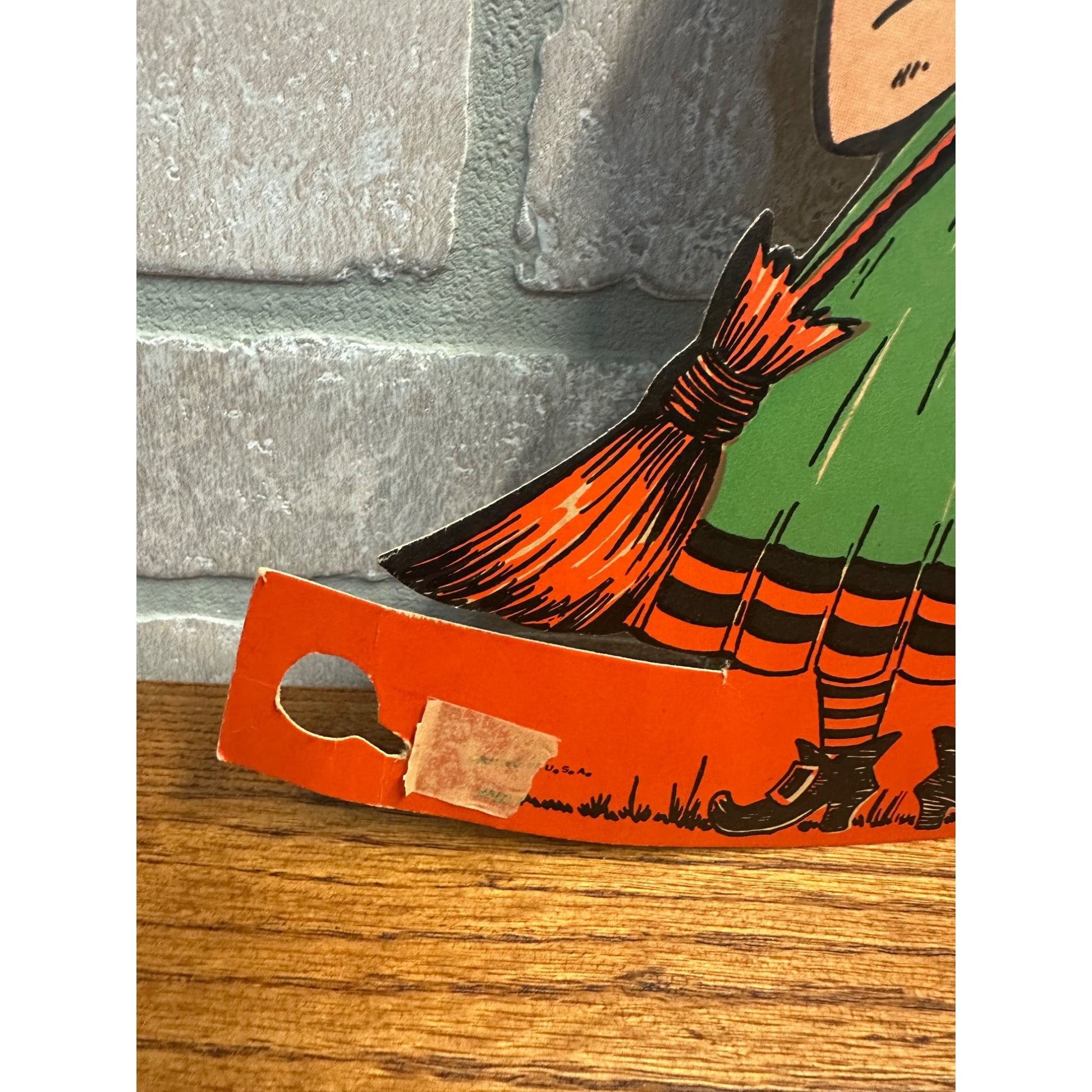 Vintage 1950s Beistle Halloween Diecut Standup - Witch w/ Broom