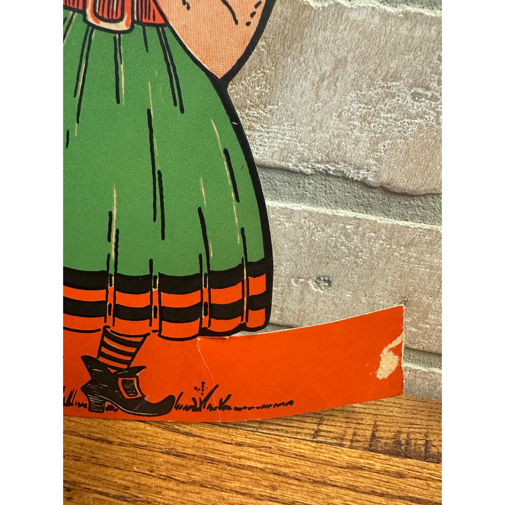 Vintage 1950s Beistle Halloween Diecut Standup - Witch w/ Broom