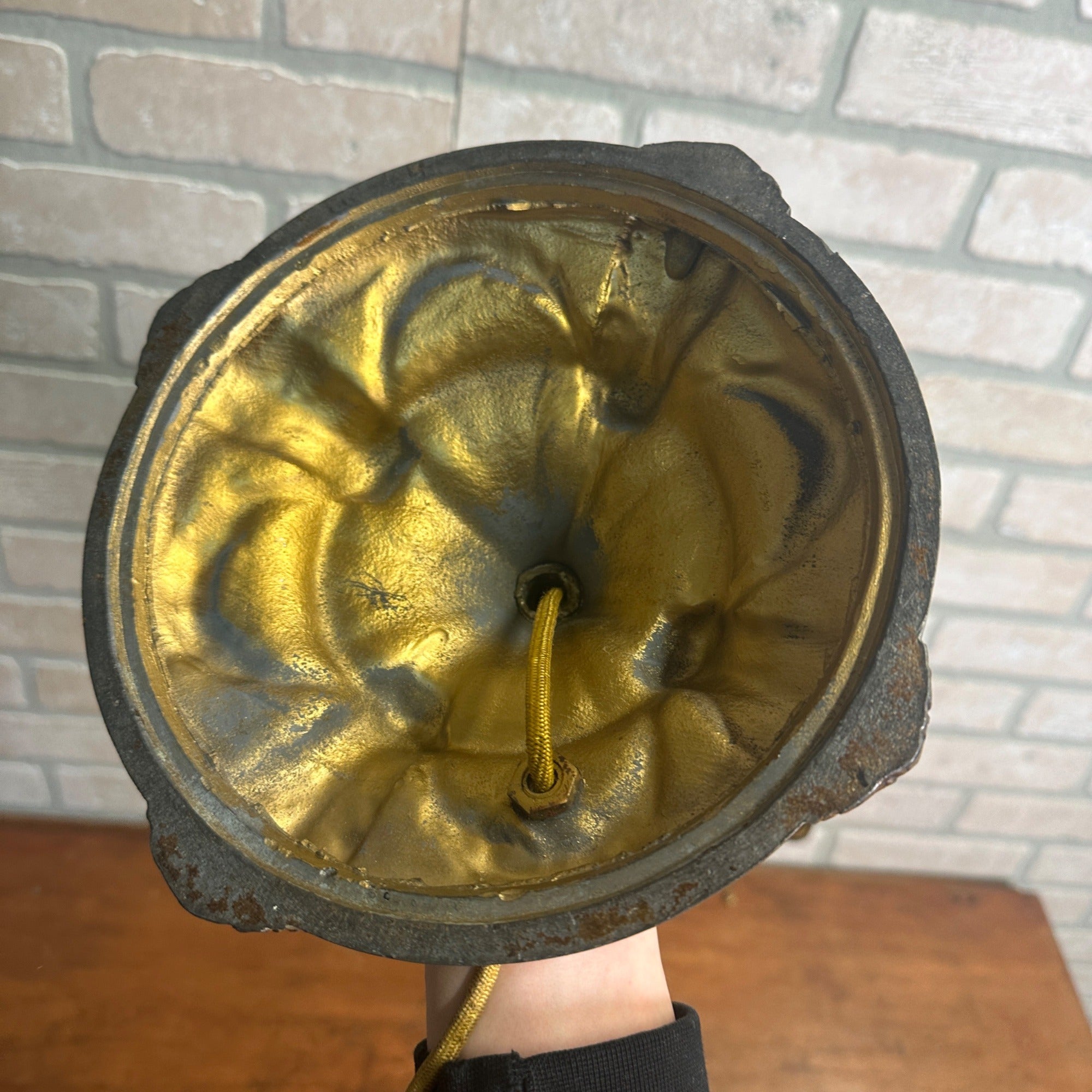 Antique Bronze Art Nouveau Victorian Lamp Base for Slag Glass / Stained Shade